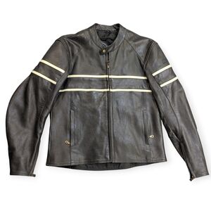 Custom BILT Cafe Racer Leather MOTORCYCLE Biker JACKET Mens 46 Black Grunge Punk